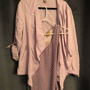 Chico’s jacket and reversible tank in lavenders